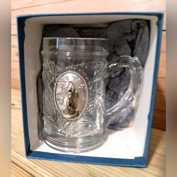 Glass beer steins pewter fisherman and sandhill crane from Fort retro barware - Picture 9 of 12